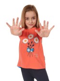 Coral girls\' blouse with flowers NDZ8157 - Online store - Boutique